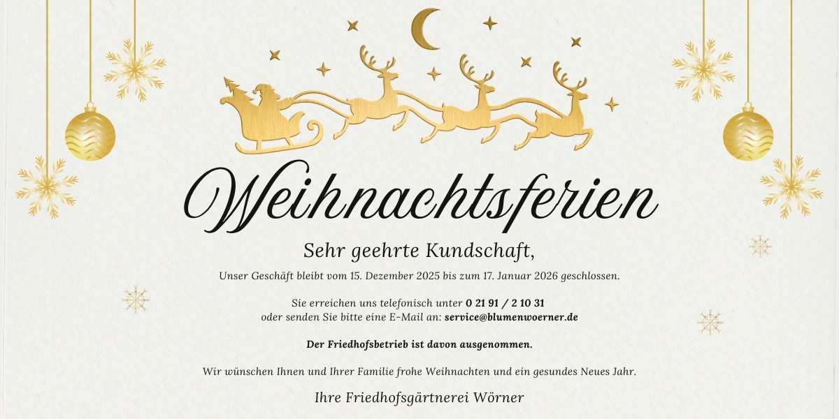 Hinweis: Öffnungszeiten zu Weihnachten